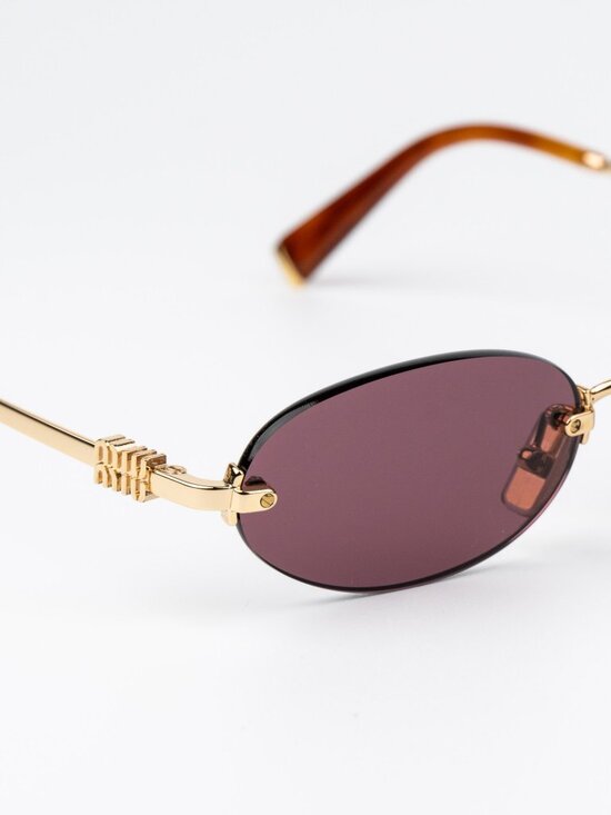 Miu Miu Women Sunglasses Gold Violet Oval MUA54S 5AK20Y NEW AUTHENTIC main image 9